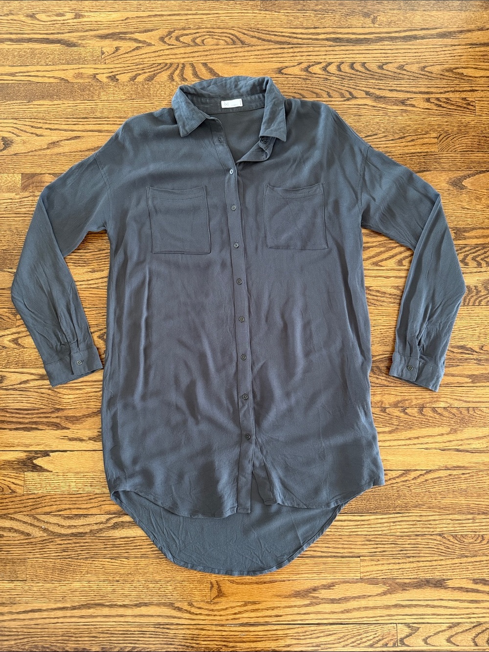 Gentle Fawn Long Button-Up Shirt Dress in Slate Gray